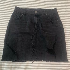 Black denim skirt